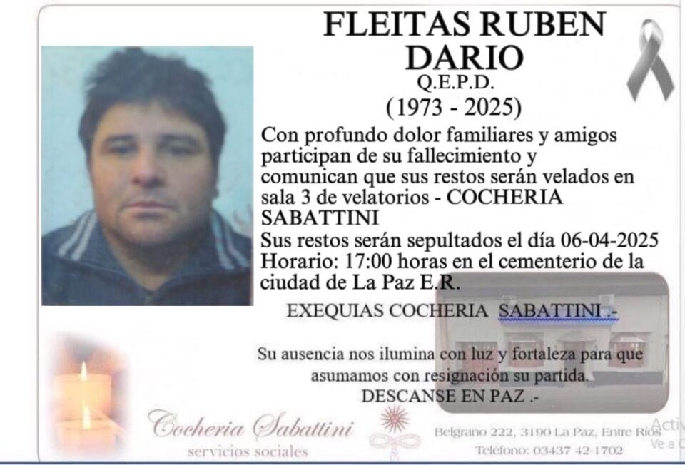 fallecio en la ciudad de la paz Ruben Fleitas