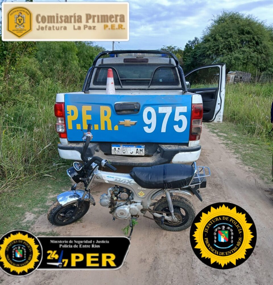  Motocicleta sustraída en La Paz fue localizada horas después