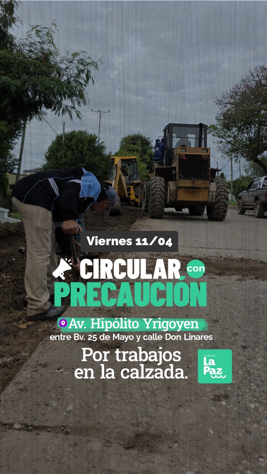 Precaución en Avenida Hipólito Yrigoyen: trabajos en la calzada generan desvíos temporales