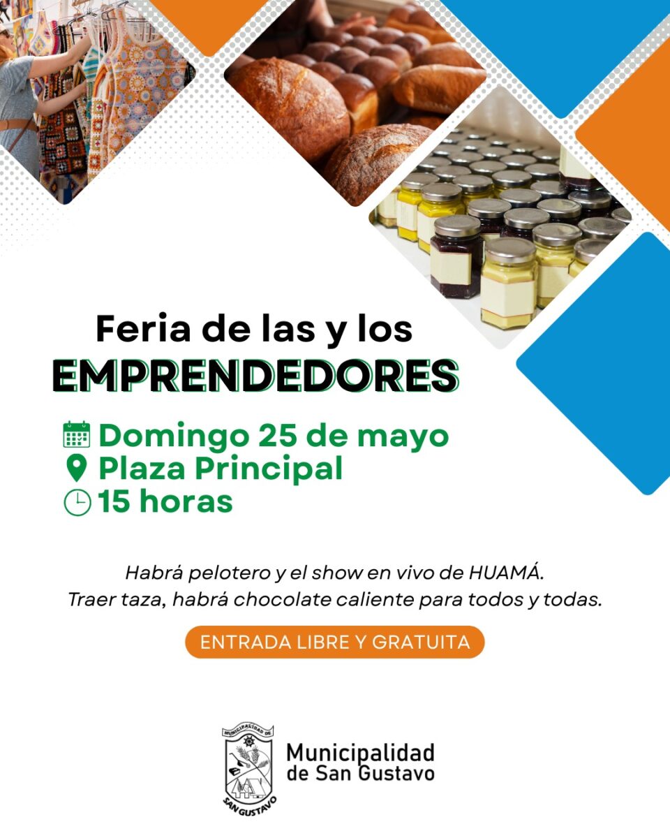 San Gustavo celebra su Feria de Emprendedores con música y actividades para toda la familia