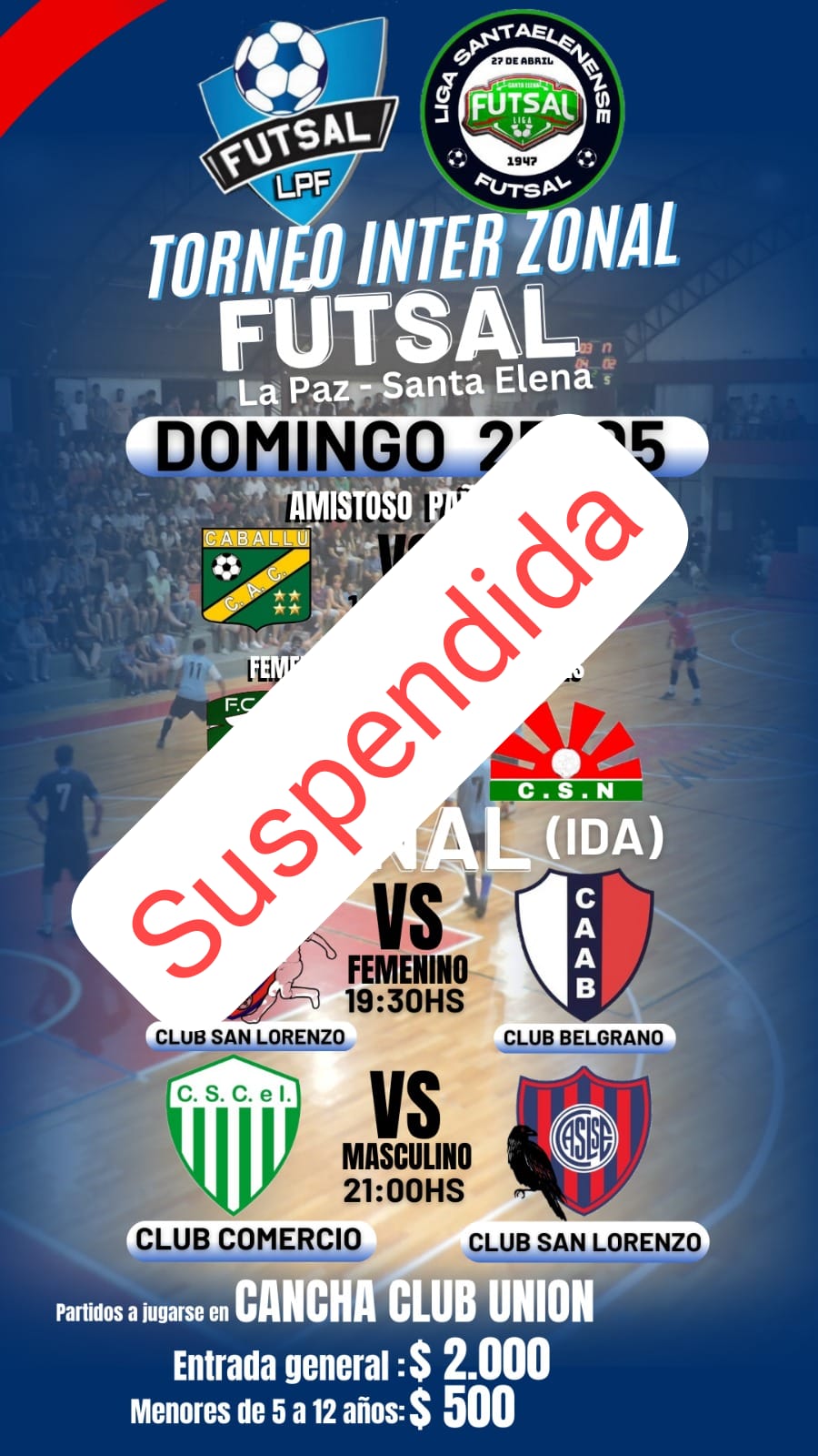 Se suspende la jornada del Torneo Interzonal de Futsal entre La Paz y Santa Elena