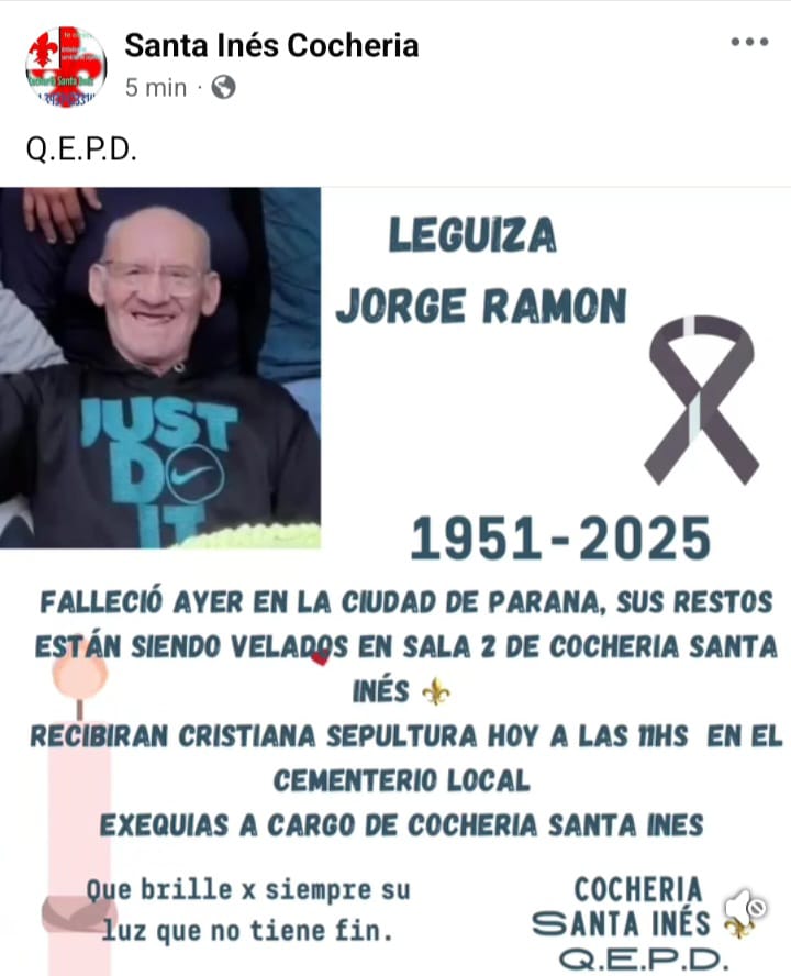 Fallecimiento de Jorge Ramón Leguiza