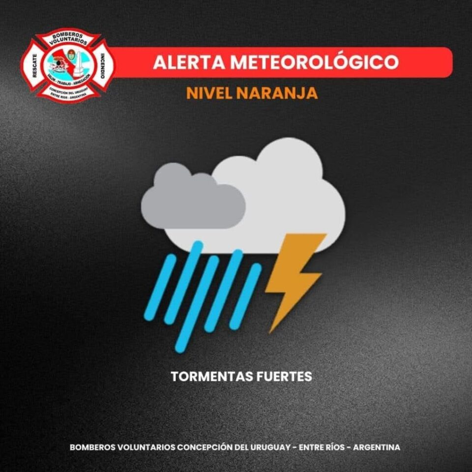 Entre Ríos bajo alerta amarilla y naranja por tormentas este jueves