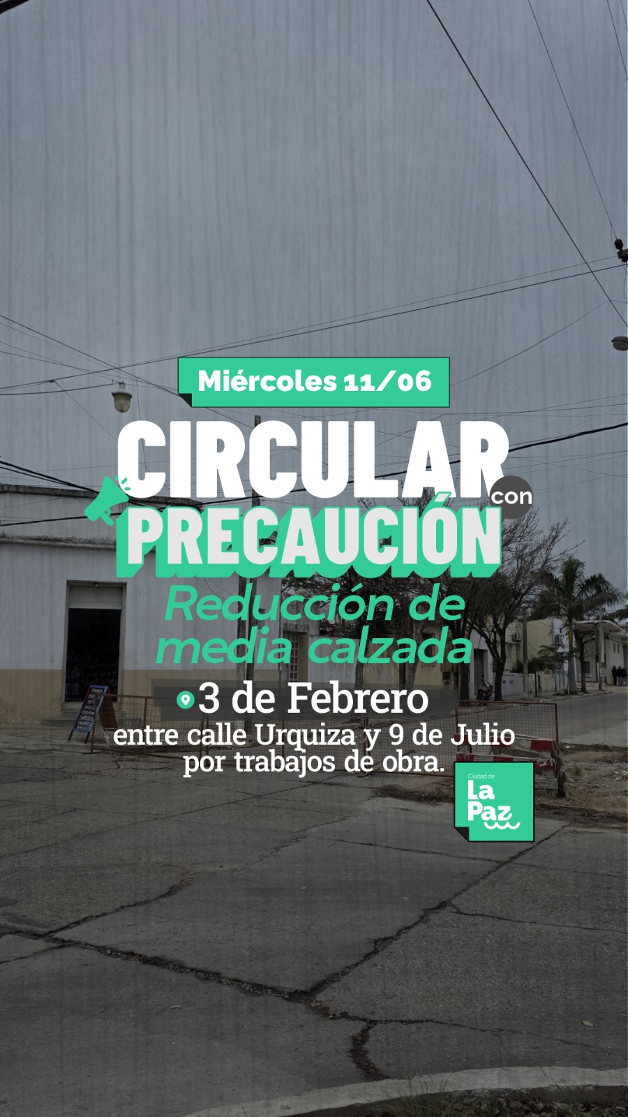 «Reducción de calzada en La Paz: precaución por obras viales» 