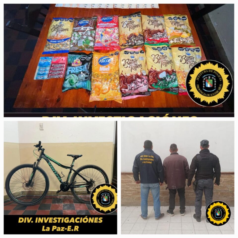 Detienen a un hombre por robo de mercadería, bicicleta sustraída y presunto hurto de electrodoméstico en La Paz