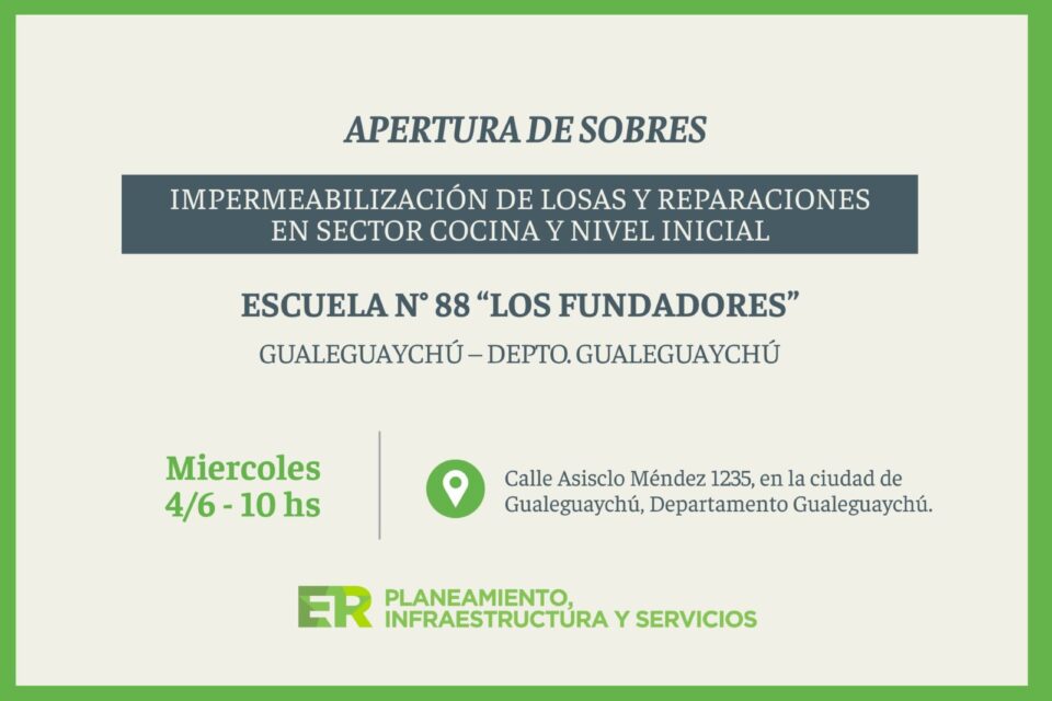 La escuela Nº 88 de Gualeguaychú será puesta en valor con mejoras edilicias