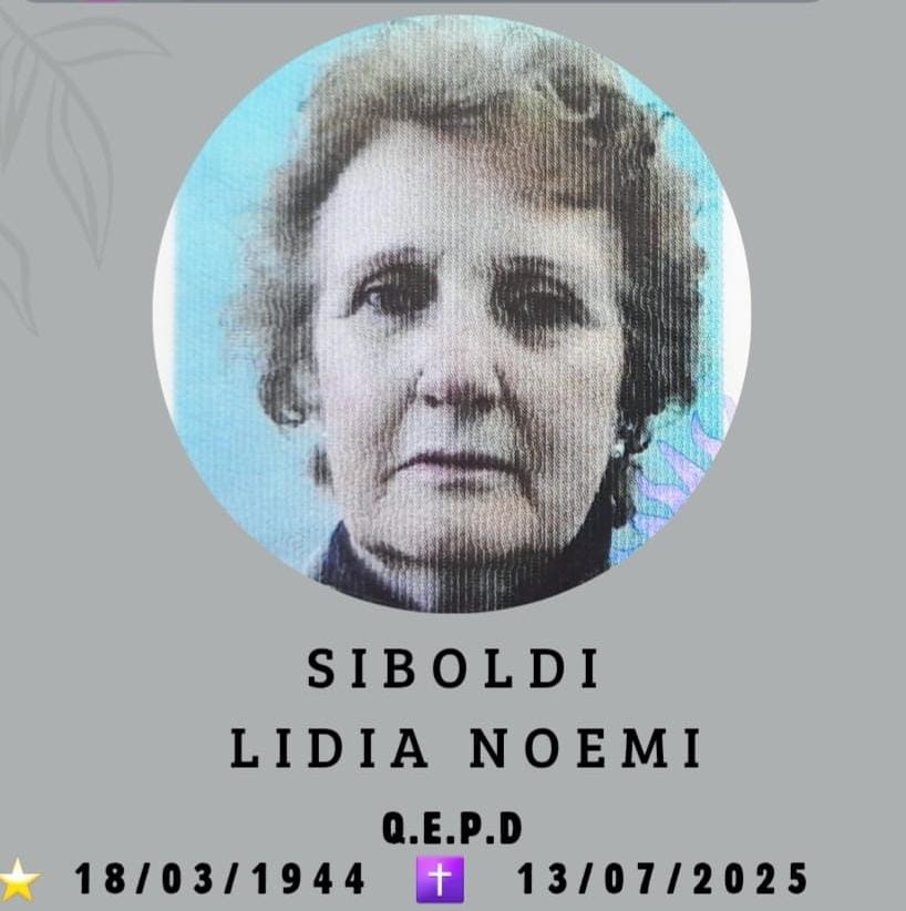 Fallecio en la ciudad de la paz a la edad de 81 años la señora SIBOLDI LIDIA NOEMÍ