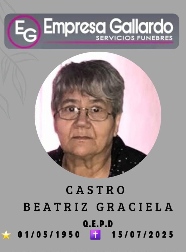 fallecio en la ciudad de la paz señora Castro Beatriz Graciela a los 75 años de edad