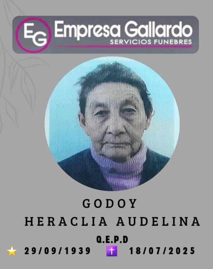 fallecio en la ciudad de La Paz  la edad de 86 años GODOY HERACLIA AUDELINA