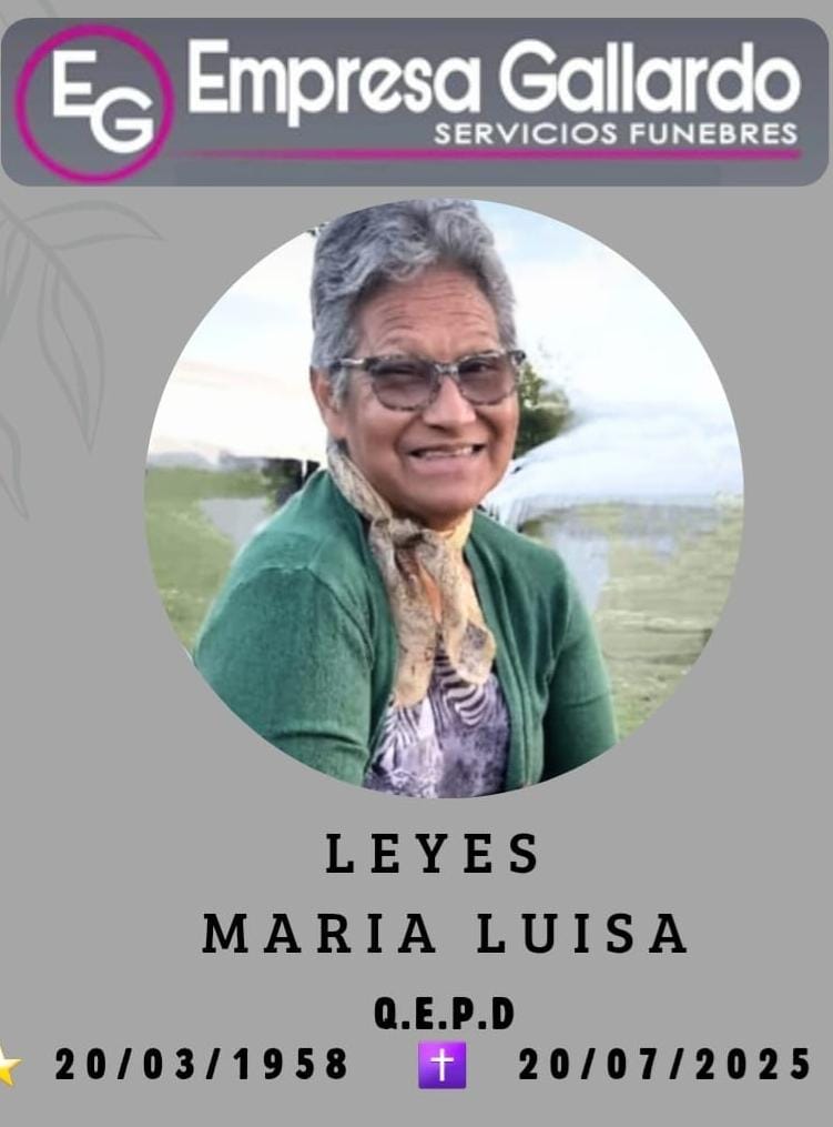 fallecio en nuestra ciudad Sra  Leyes  Maria Luisa a sus 67 años