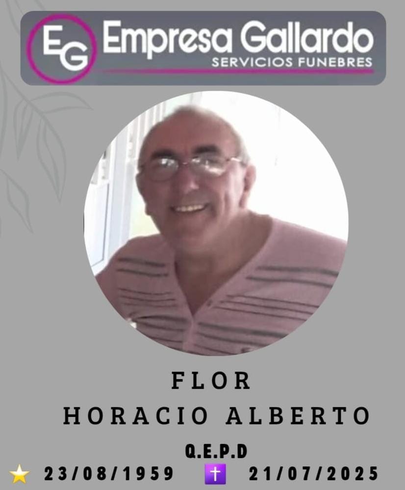 fallecio en la ciudad de La Paz  a la edad de 66 años el Sr FLOR HORACIO ALBERTO