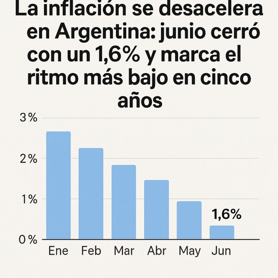 La inflación se desacelera en Argentina: junio cerró con un 1,6% y marca el ritmo más bajo en cinco años