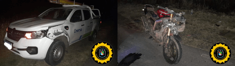 Accidente grave en Ruta Nacional 12: un motociclista fue derivado a Paraná con lesiones severas