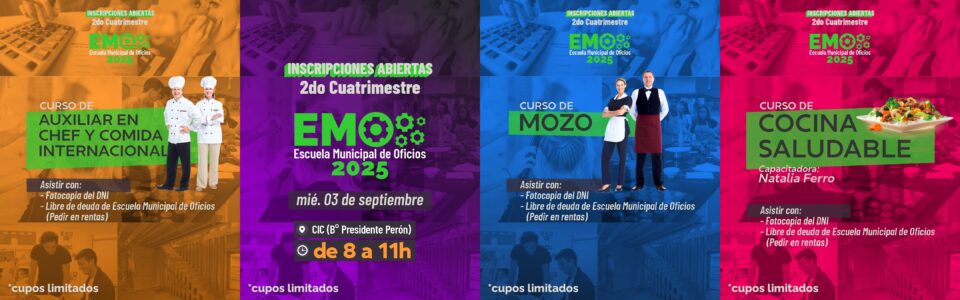 INSCRIPCIÓNES A NUEVOS CURSOS DE LA ESCUELA DE OFICIOS