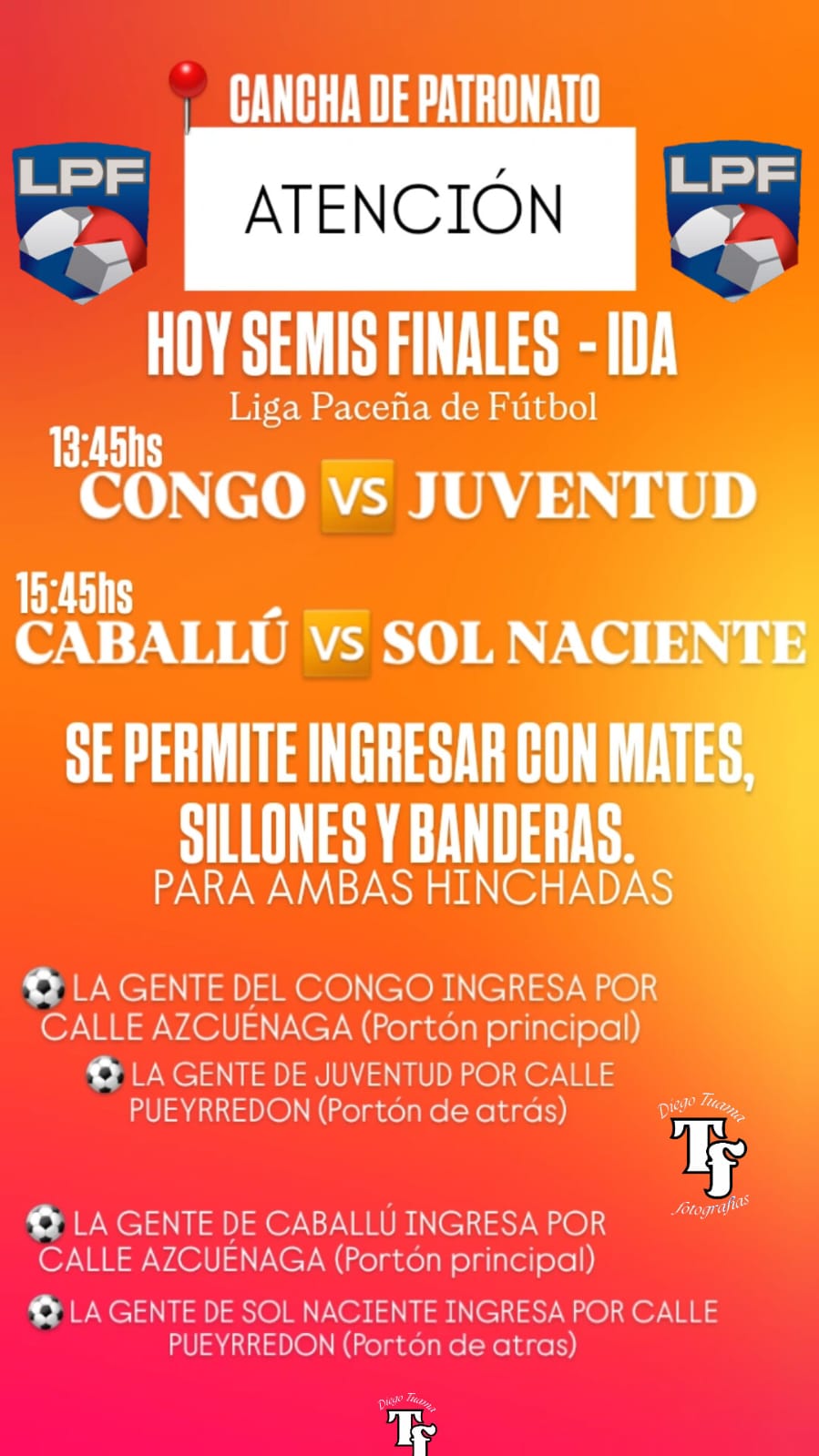 SEMIFINALES – LIGA PACEÑA DE FÚTBOL  Cancha de Patronato