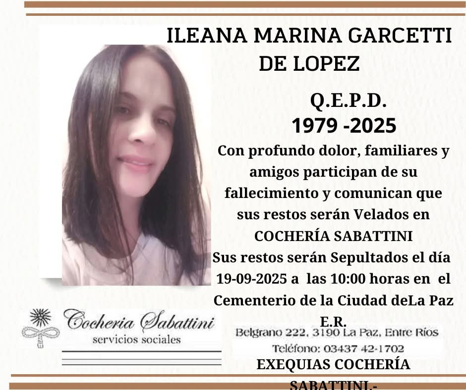 fallecio en la ciudad de la paz LILIANA MARINA  GARCETTI DE LOPEZ