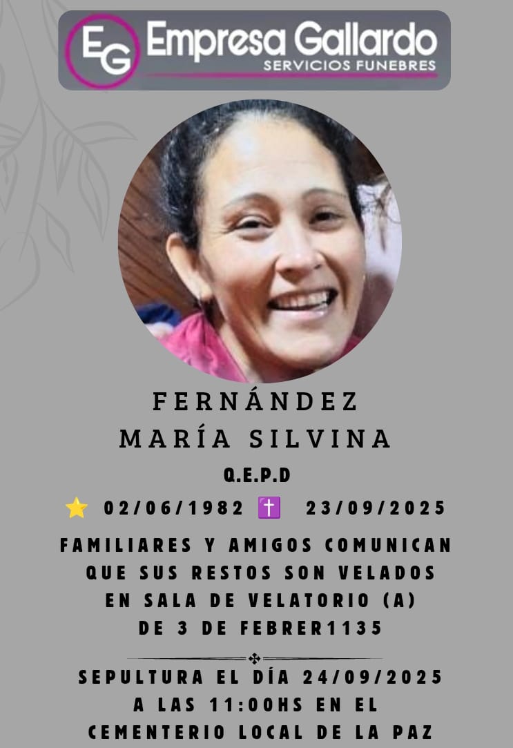 fallecio en la ciudad de la paz  Fernandez  Maria Silvina