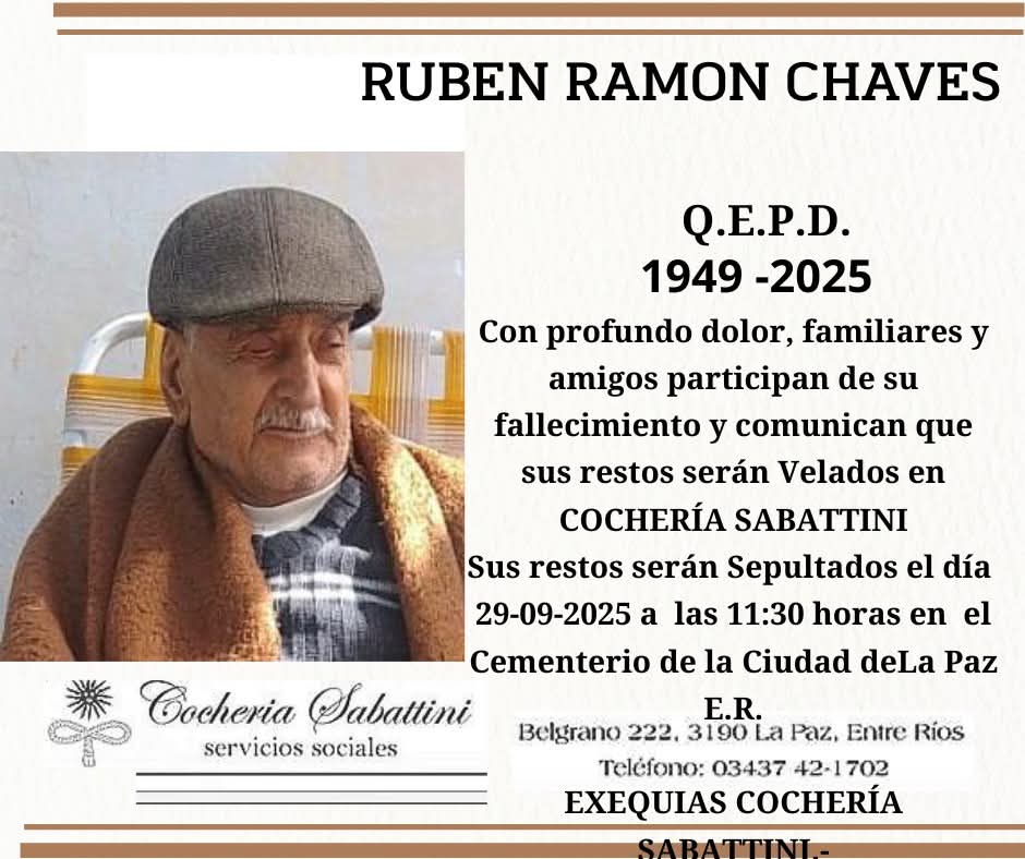 fallecio en la paz Ruben  Ramon Chaves