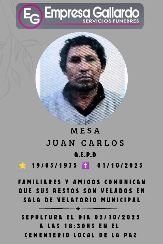 Fallecio en la ciudad de la paz  Mesa Juan  Carlos