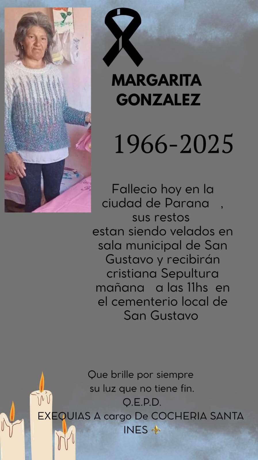 fallecio en ciudad  Paraná Margarita Gonzalez