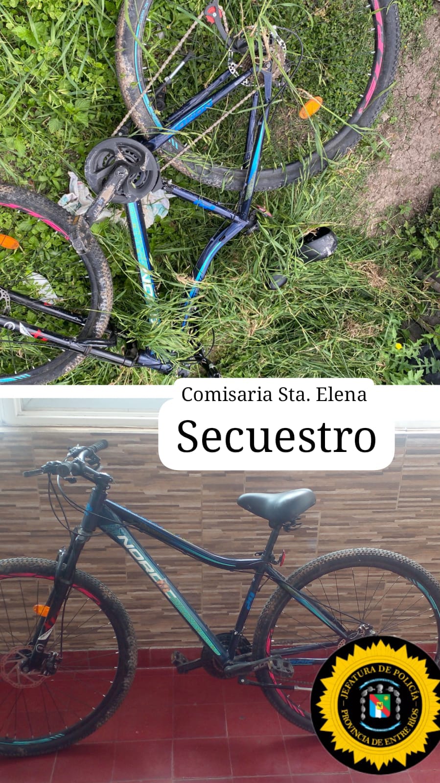 Santa Elena: recuperan bicicleta robada tras tareas investigativas en el barrio 25 de Mayo