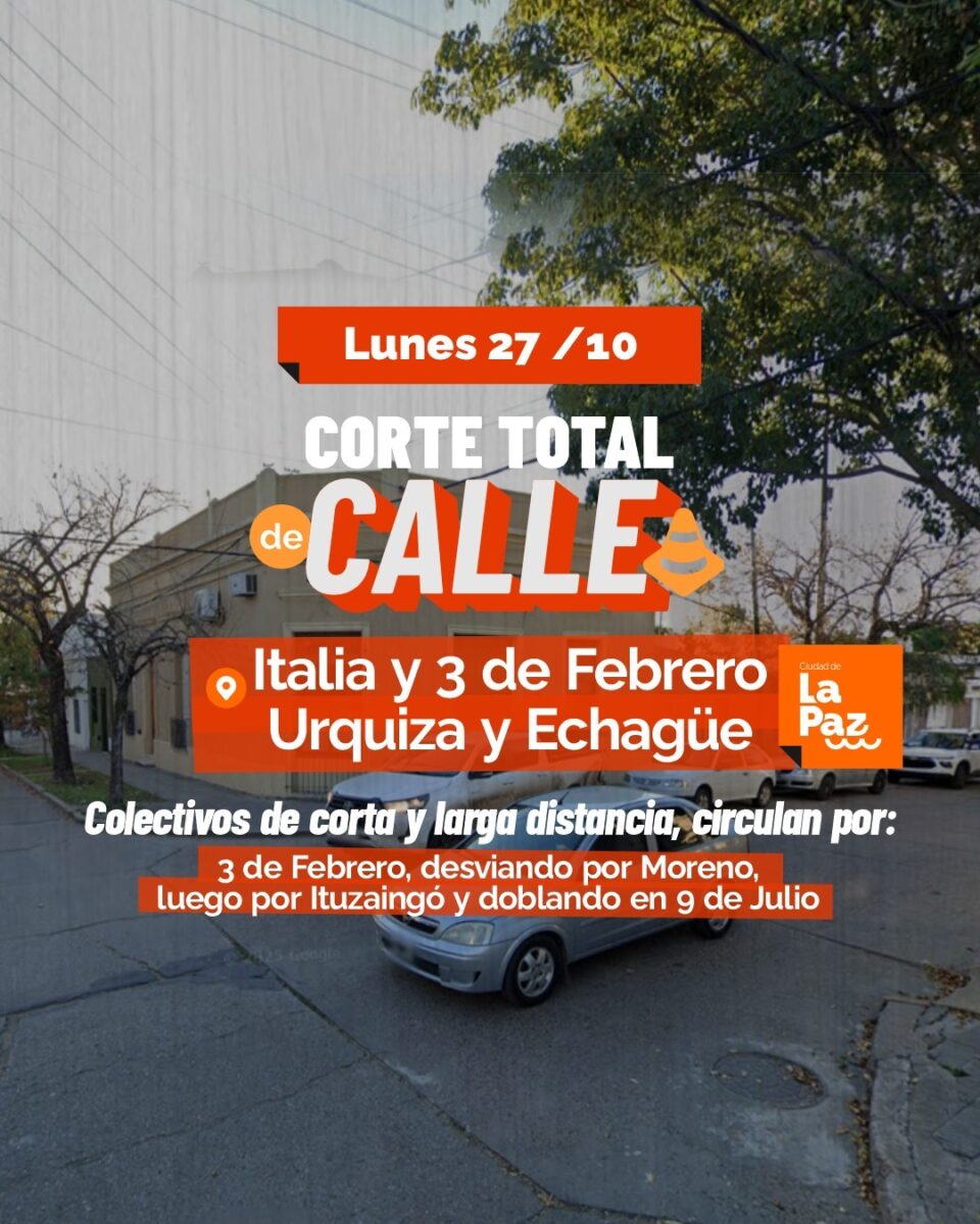 AVISO IMPORTANTE: CORTE Y DESVÍO DE TRÁNSITO