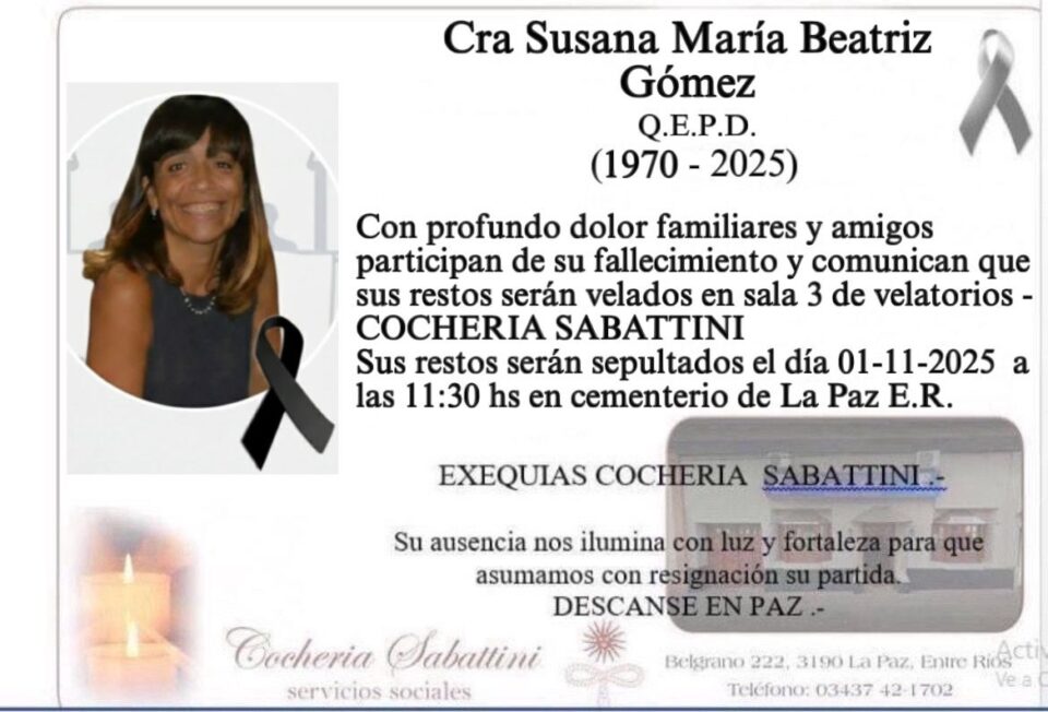 falleció Susana María Beatriz Gómez