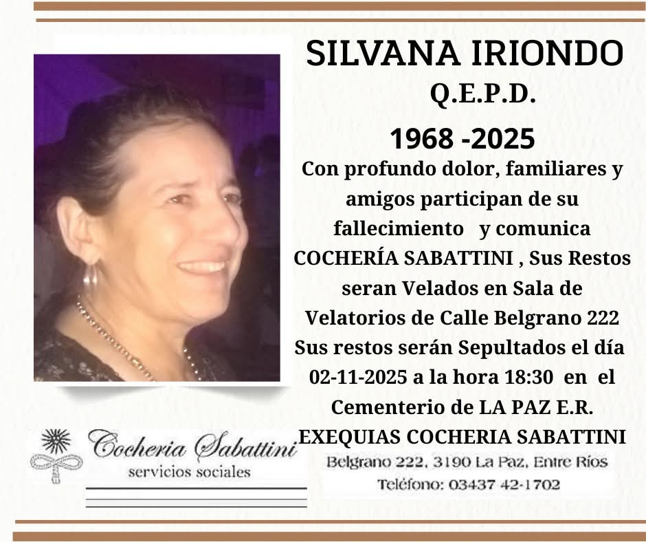 fallecio en la ciudad de la paz  silvina iriondo