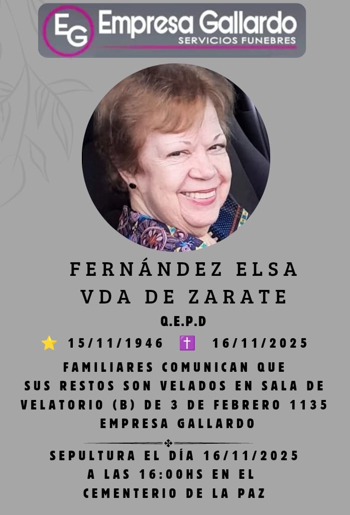 falleció en la paz Sra. Fernandez  Elsa  Vda  de Zarate