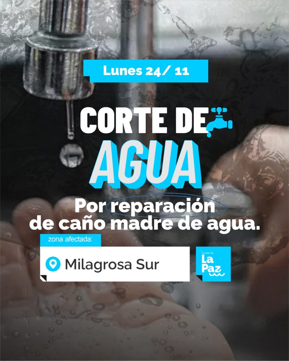 corte de agua por rotura   en milagrosa sur