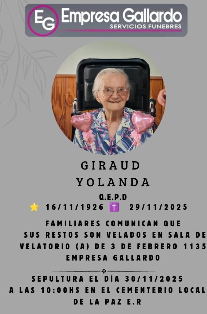 Falleció en la ciudad de la paz Giraud Yolanda