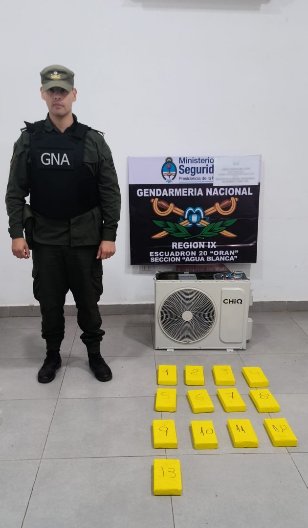 Salta: Decomisan más de 12 kilos de cocaína distribuida en un aire acondicionado