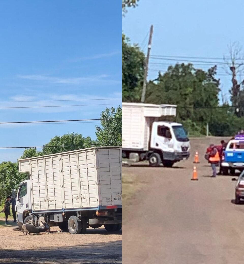 Accidente en San Gustavo: un camión embistió a una moto con dos ocupantes frente al hospital de San Gustavo