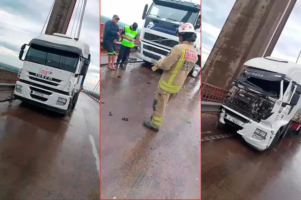 Chocaron tres camiones sobre el puente Zárate – Brazo Largo