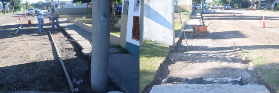 San Gustavo avanza con nuevas veredas de hormigón sobre calle Buenos Aires La Municipalidad de San Gustavo, a través del área de Obras y Servicios
