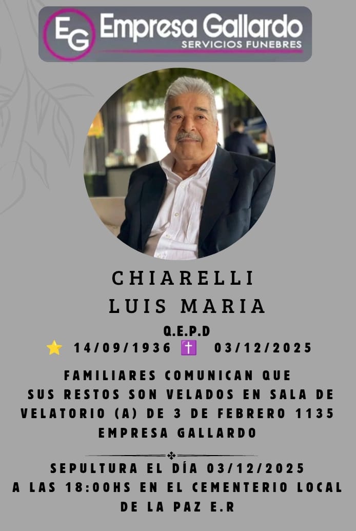 Falleció en la paz  Chiarelli  Luis  Maria