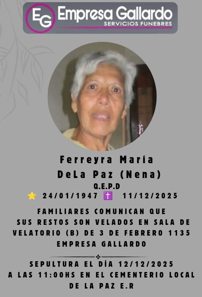 Fallecio en La Paz  Ferreyra Maria De La Paz NeNa