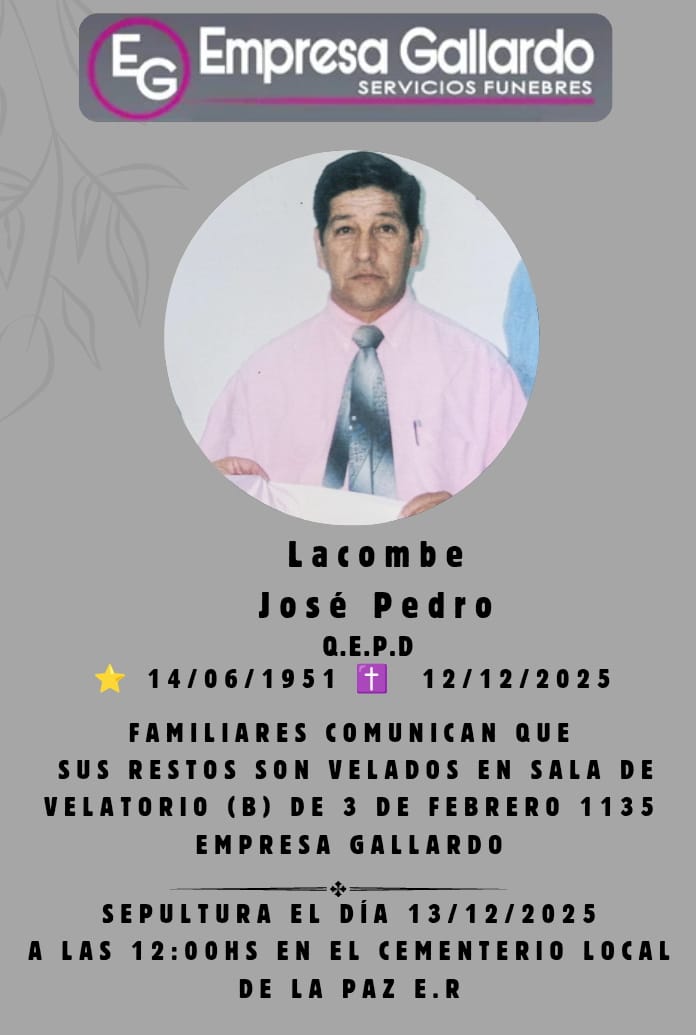 falleció en la ciudad de  La Paz Lacombe  Jose  Pedro