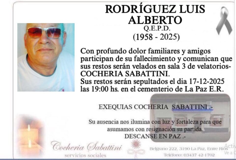 fallecio en la paz  el  Rodriguez  Luis Alberto