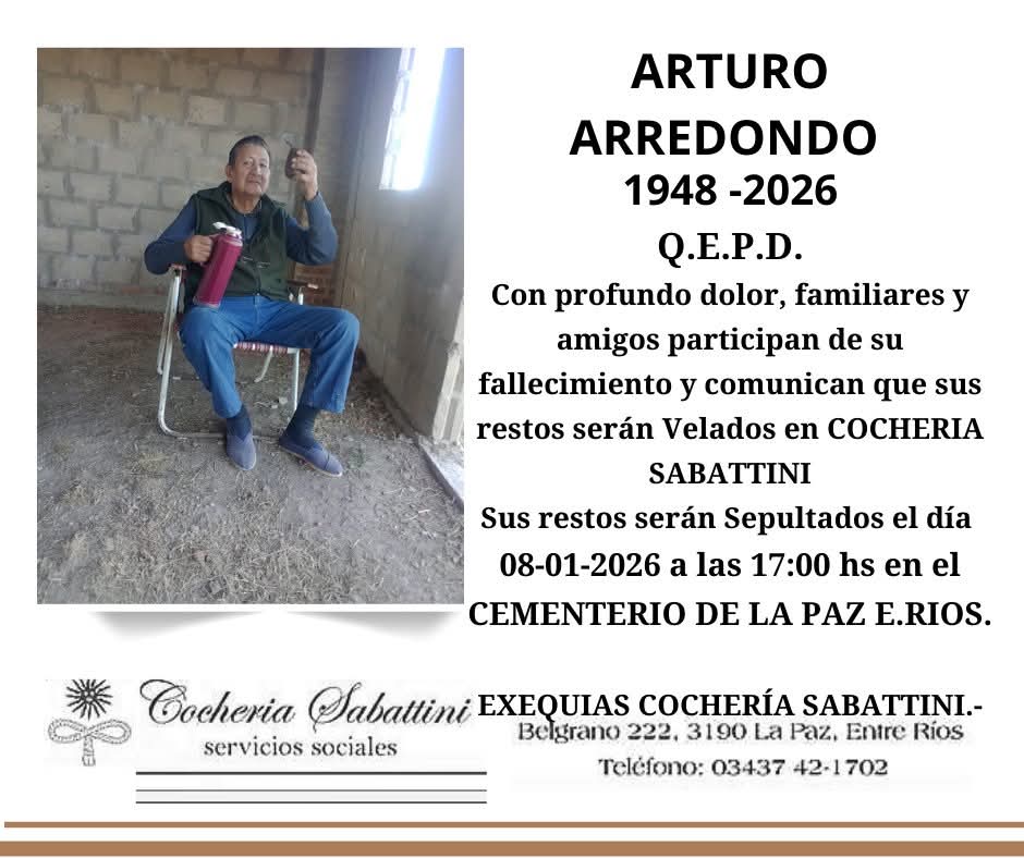 fallecio  en la paz ARTURO ARREDONDO