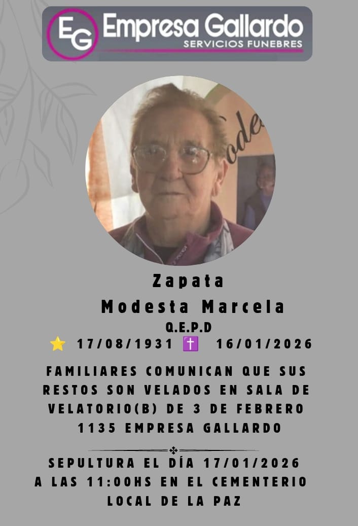 fallecio en la paz  Zapata  Modesta Marcela