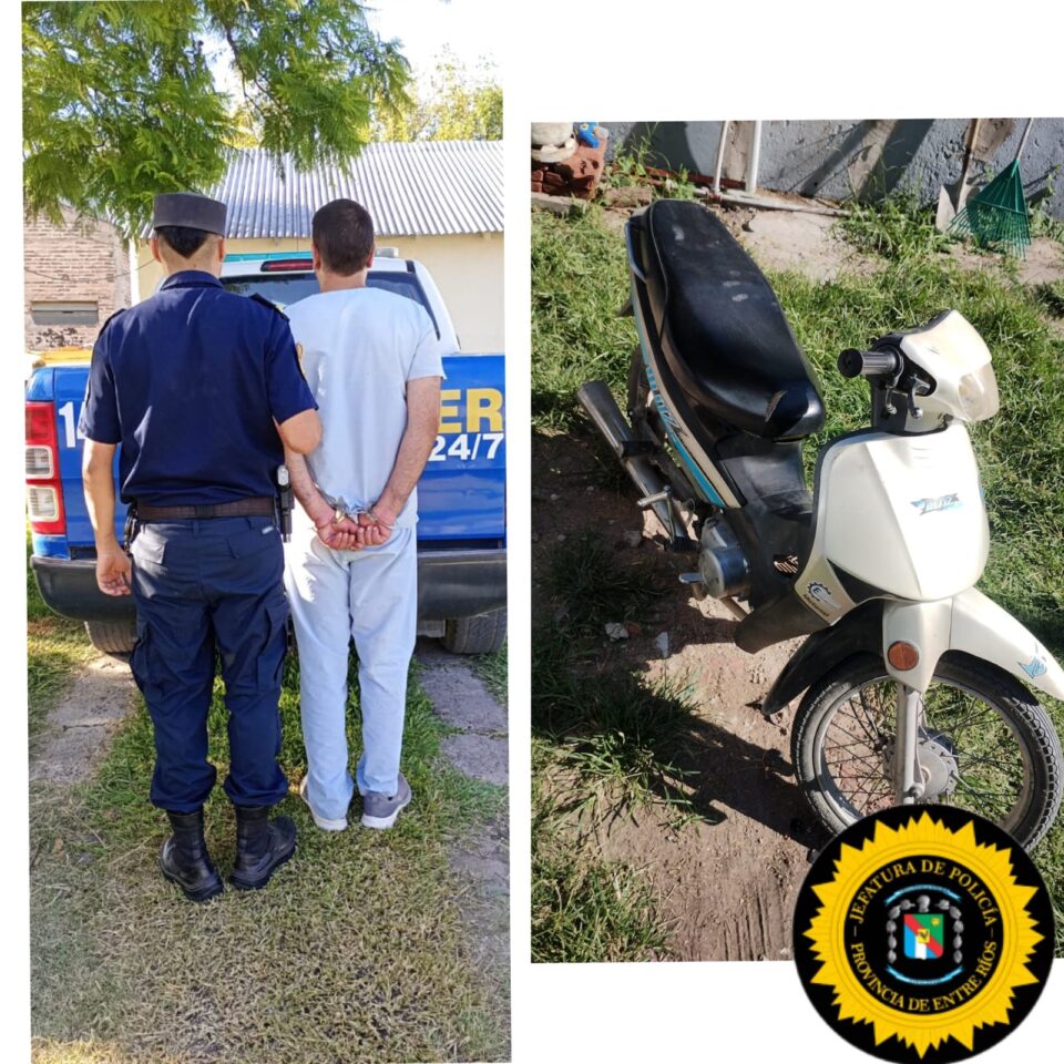 DGDP – JEF. DPTAL. LA PAZ –  CRIA. N° 18 PIEDRAS BLANCAS:     HURTO DE MOTO EN FLAGRANCIA.