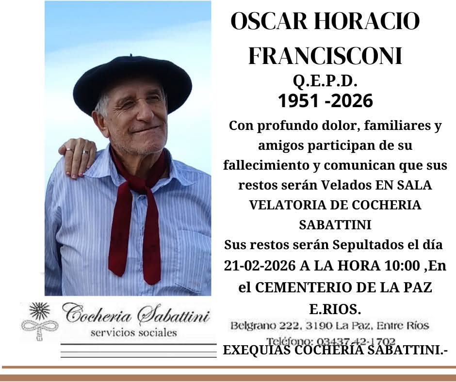 fallecio el Sr Oscar Hooracio francisconi