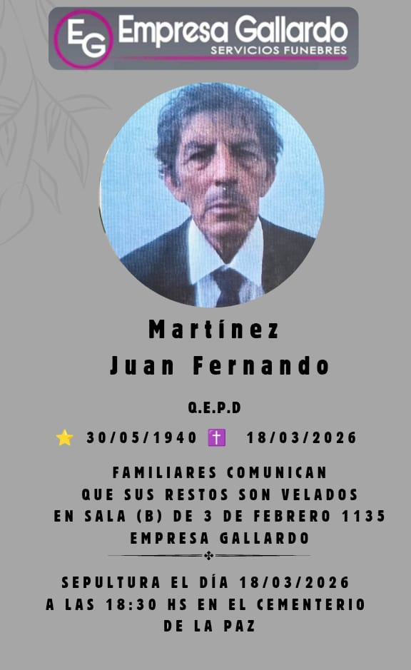 Fallecio En La Paz el señor Martinez  Juan  Fernando