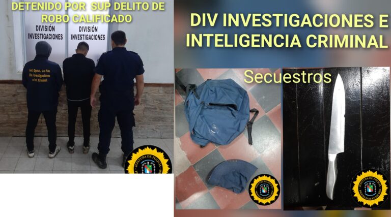 JEFATURA DEPARTAMENTAL LA PAZ DIVISIÓN INVESTIGACIONES E INTELIGENCIA CRIMINAL  FECHA: MARTES 24/03/26