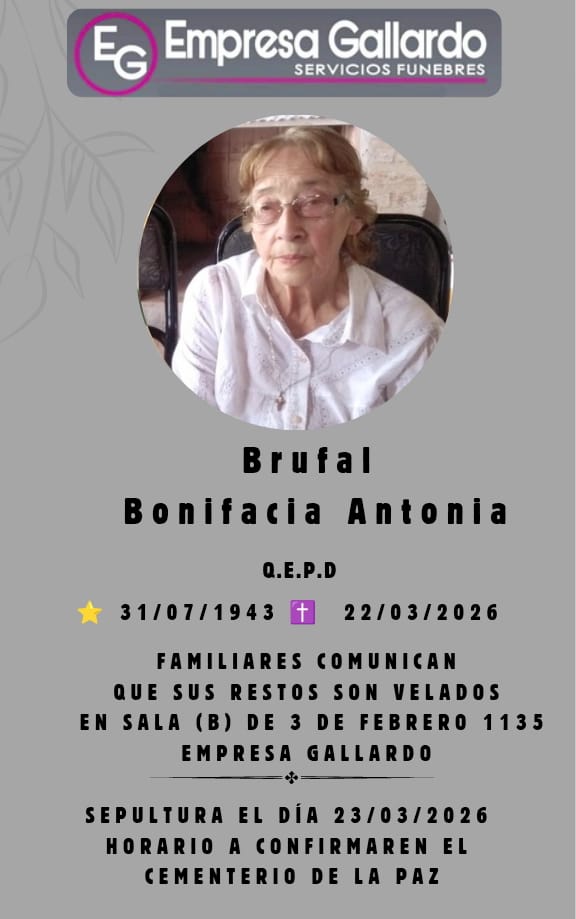 fallecio en la paz señora Brufal  Bonifacio Antonia