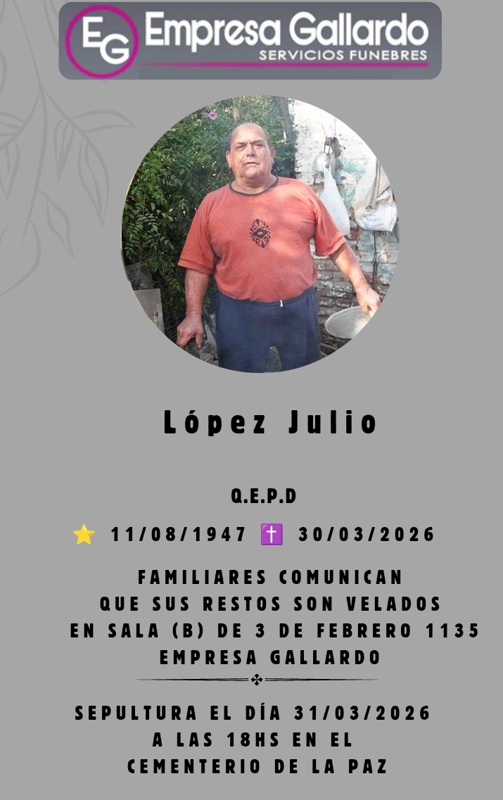Fallecio en la paz Lopez Julio