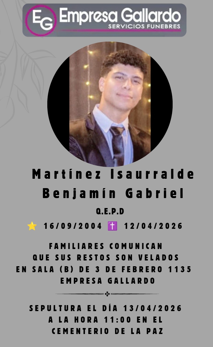 Fallecio en  santa fe Martinez Isaurralde Benjamin Gabriel