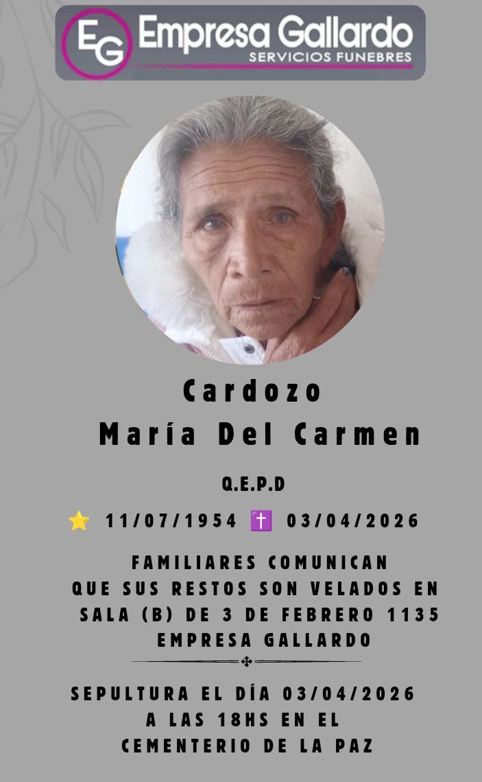 Fallecio  Sra Cardozo Maria del Carmen