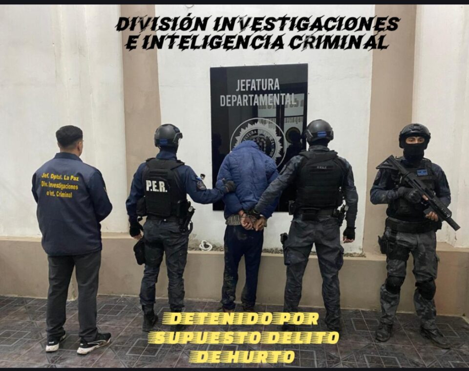DGDP JEFATURA DPTAL LA PAZ  D.P. Div. Inv. e Int. Criminal La Paz  CAUSA: DE OFICIO POLICIAL S/P/D DE HURTO LUGAR: Calle Buchardo La Paz (E.R.).